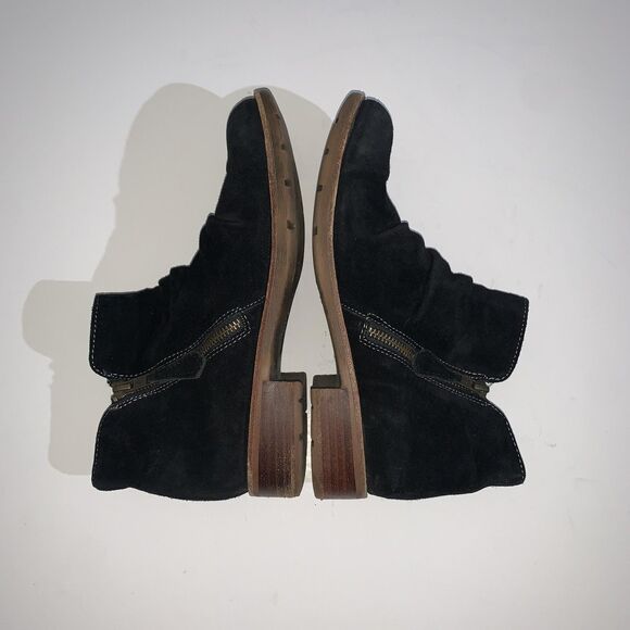 Sofft Boots Womens Size 8.5 Black Suede Ankle Zip Ruched Low Heel Booties SF0053 - Picture 8 of 9